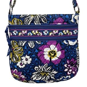 Vera Bradley Triple Zip Hipster Crossbody Bag Purse African Violet Quilted